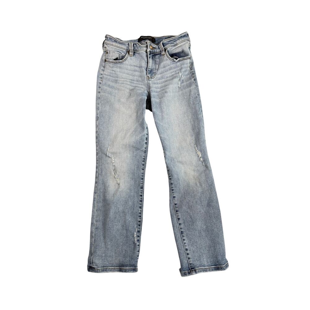 Liverpool Jeans Women's 4/27 Straight Crop Light Wash Factory Light Distressing